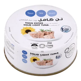 Thon entier à l'huile de tournesol TOUS LES JOURS 160 g