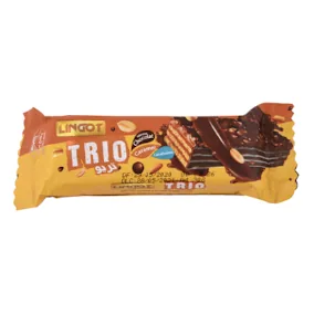 Gaufrette enrobée chocolat-caramel-cacahuète TRIO LINGOT 30 g