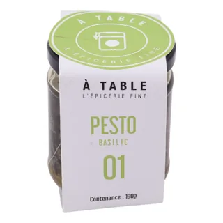 Pesto Basilic (Basilic frais, parmesan, pignon, huile d'olive, huile de tournesol) À TABLE 190 g