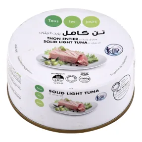 Thon entier à l'huile d'olive TOUS LES JOURS le paquet de 160 g