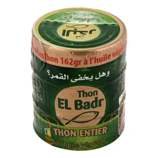 Thon entier à l'huile végétale EL BADR la boite de 3 x 162 g
