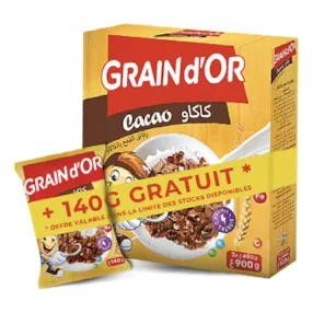 Céréales de blé cacao GRAIN D'OR 900 g + sachet 140 g