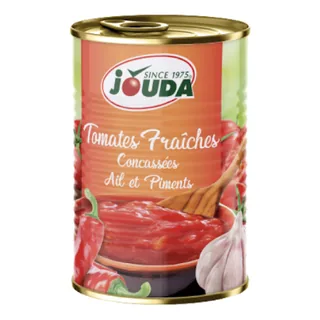 Tomate fraîche concassée À l'ail et piment JOUDA 400 g