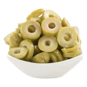 Olives vertes slices Conditionné (e) par 100 g