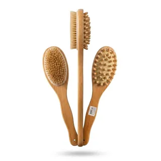 Brosse de Corps Double Face en Bois avec Manche Long