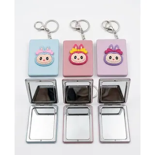 Miroir de Poche Rectangulaire Double Pliant avec Porte Cles Labubu