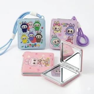 Miroir de Poche Pliable Double Face Labubu avec Cordon