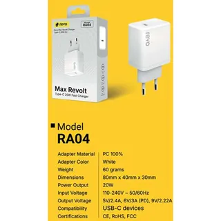 Revo Chargeur secteur RA04 – PD 20 W