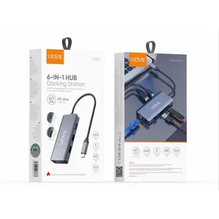 VIDVIE Hub USB-C 6-en-1 HUB01 – HDMI / RJ45 / USB 3.0 / PD 60 W