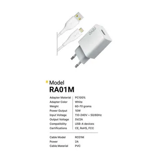 Revo Chargeur secteur RA01M – 2 A + câble Micro-USB