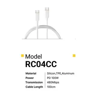 Revo Câble USB-C vers USB-C RC04CC – silicone PD 100 W