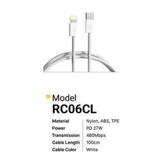 Revo Câble USB-C vers Lightning RC06CL – Textile PD 27 W