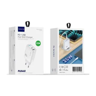 VIDVIE Chargeur secteur USB-C + USB-A PLE445 – PD 25 W
