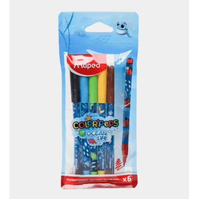 Pochette 6 Feutres Ocean Life Maped - Encre Lavable