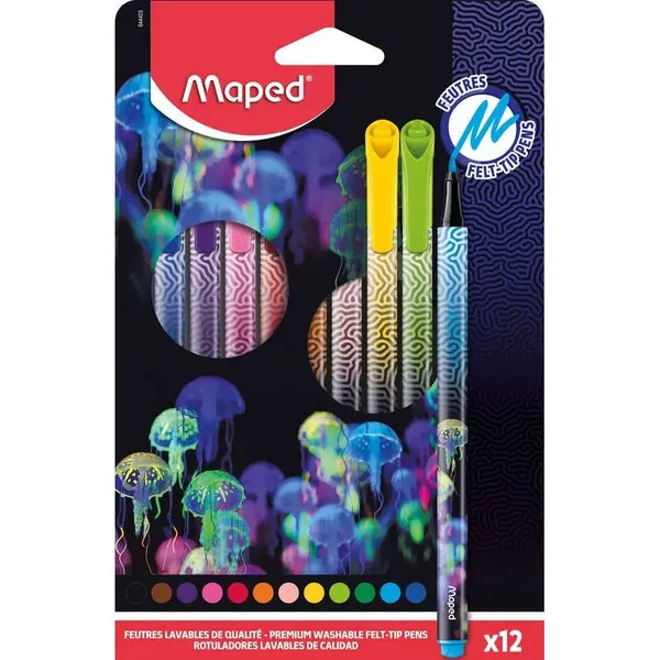 Maped Deepsea Paradise - 12 Feutres Premium - pointe 2,5mm - pochette carton