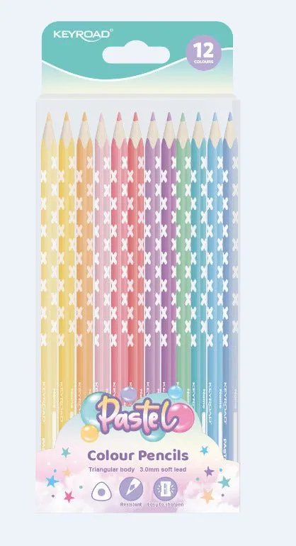 ENSEMBLE DE 12 CRAYONS DE COULEUR COULEURS PASTEL
