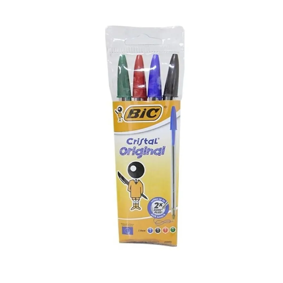 BIC Cristal Original — Pochette de 4 stylos à bille