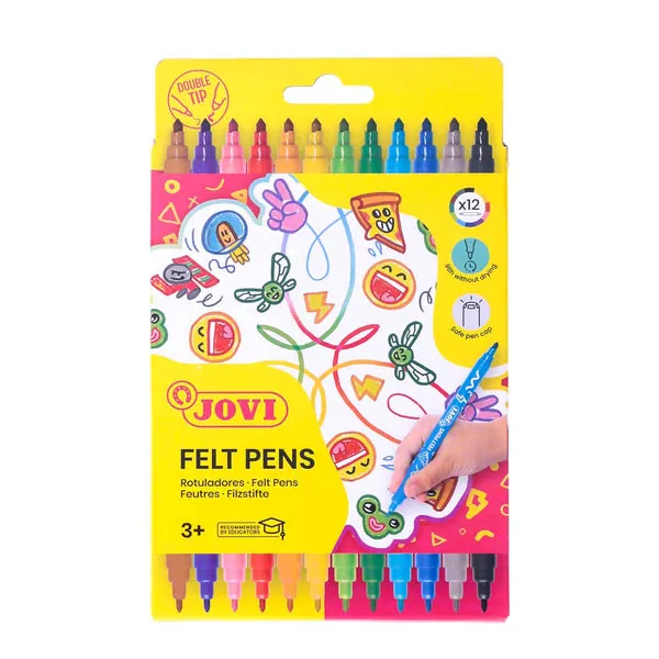 Jovi - Lot de 12 Feutres Lavables Bipointes