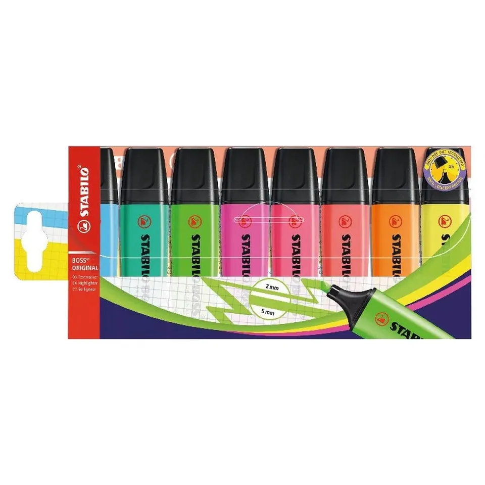 STABILO BOSS Original — Pochette de 8 surligneurs fluorescents