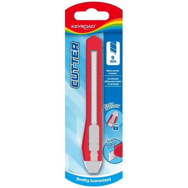 Keyroad – Cutter 9 mm lame rétractable rouge