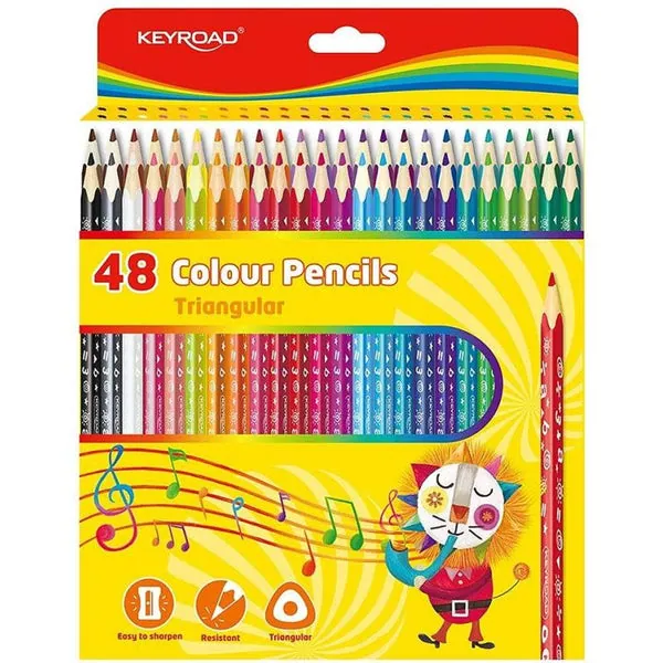 Crayons de Couleur Triangulaires 48 Couleurs Keyroad