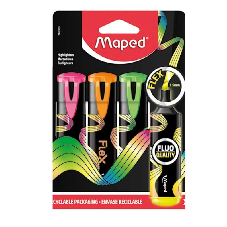 Maped Flex Surligneurs Fluo Pack 4 Couleurs
