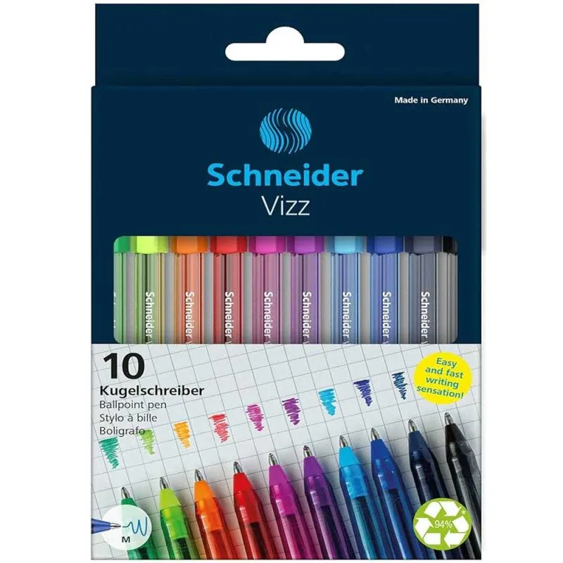 Schneider Vizz M — Lot de 10 stylos à bille colorés