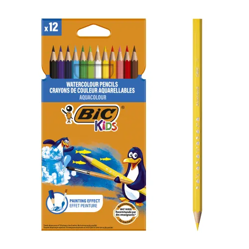 Crayons Aquarellables BIC Kids 12 Couleurs Effet Peinture