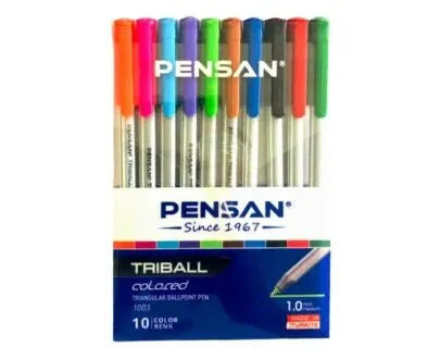 POCHETTE DE 10 STYLOS A BILLE 1MM TRIBALL - PENSAN