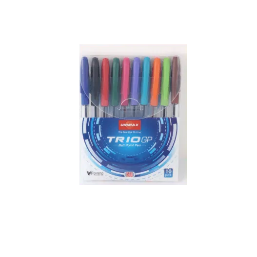 POCHETTEDE 10 STYLOS A BILLE TRIO GP 1MM - UNIMAX