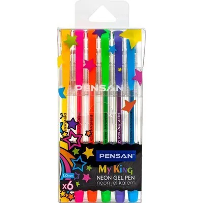 POCHETTE DE 6 STYLOS GEL NEON MY KING PENSAN