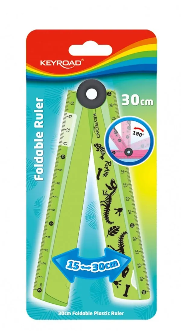 Règle pliable KEYROAD, règle de 15 à 30 cm + rapporteur + compas en un, pendentif, couleurs assorties