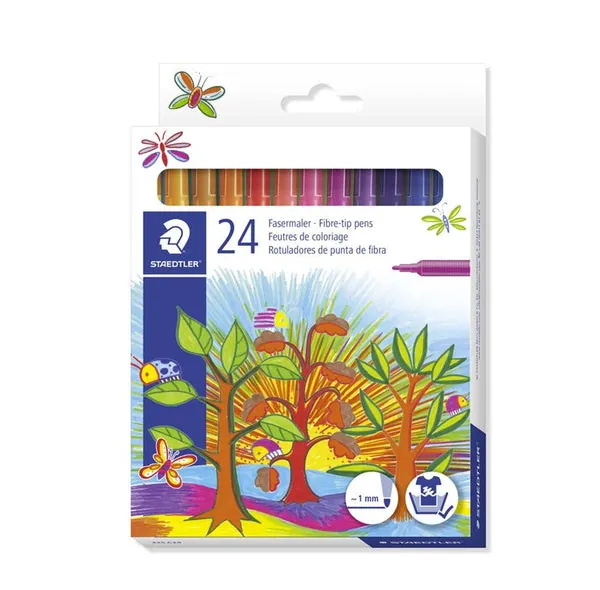 Paquet 24 Feutres Staedtler Pointe Fibre 1mm Coloriage