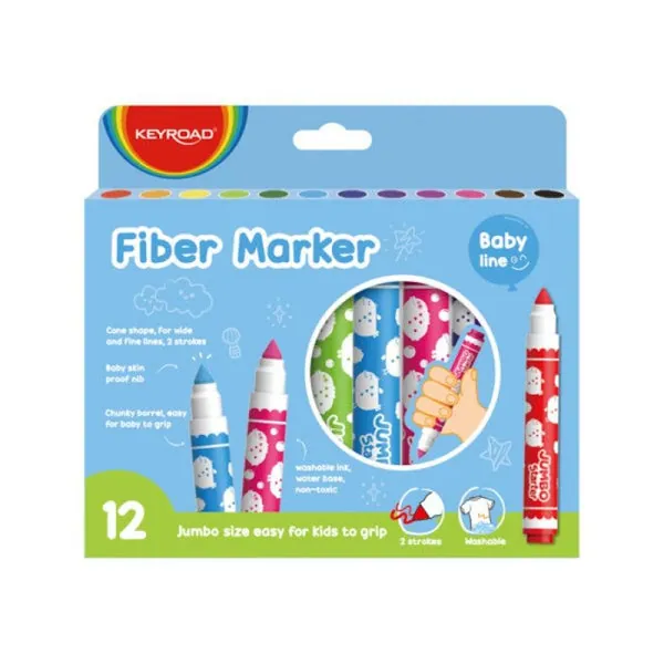 Feutres Jumbo Lavables Keyroad - Encre Non-Toxique 3+ Ans