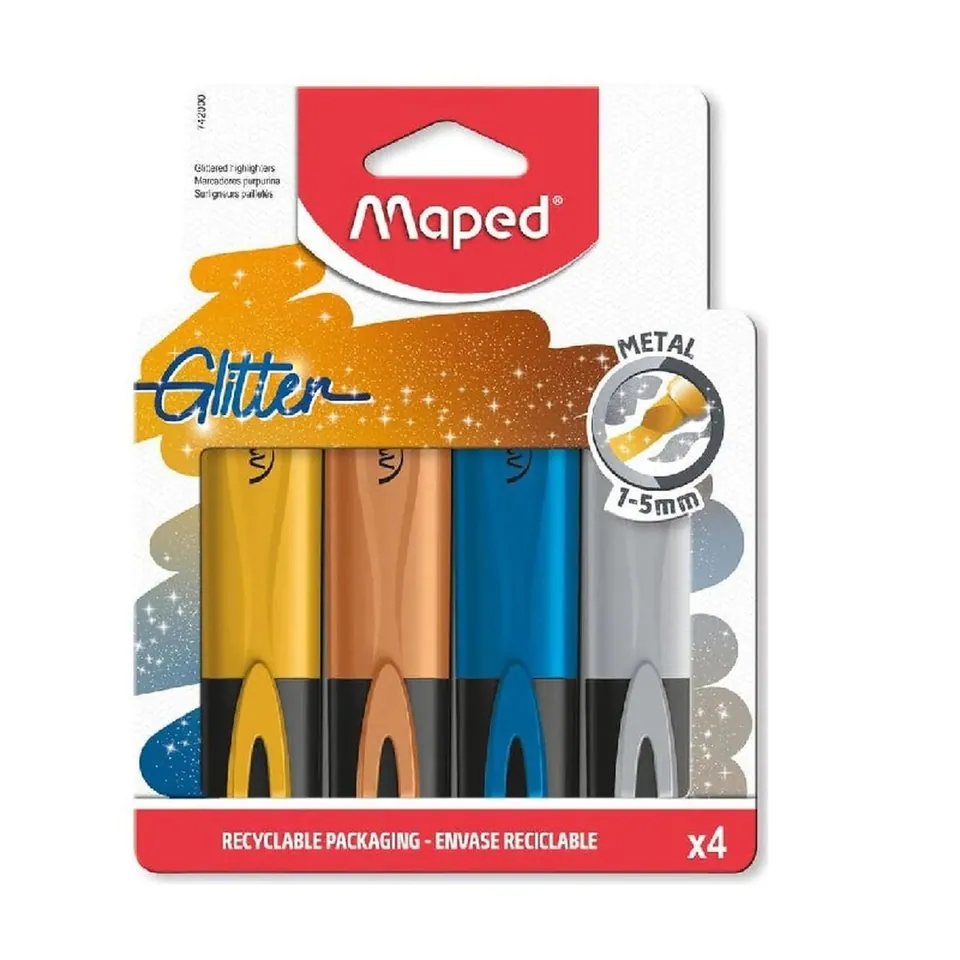 POCH 4 MARQ FLUO GLITTER METAL MAPED