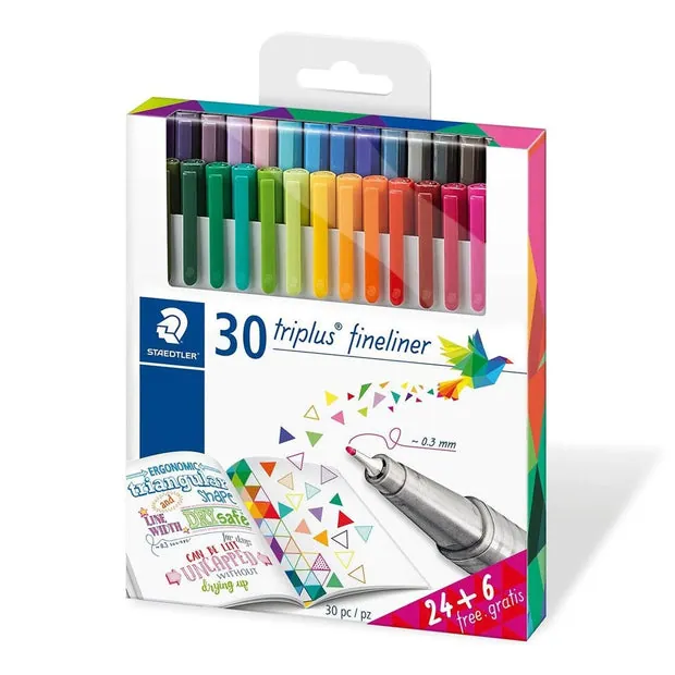 كيس يحتوي على 30 قلم حبر جاف من Triplus Fineliner
