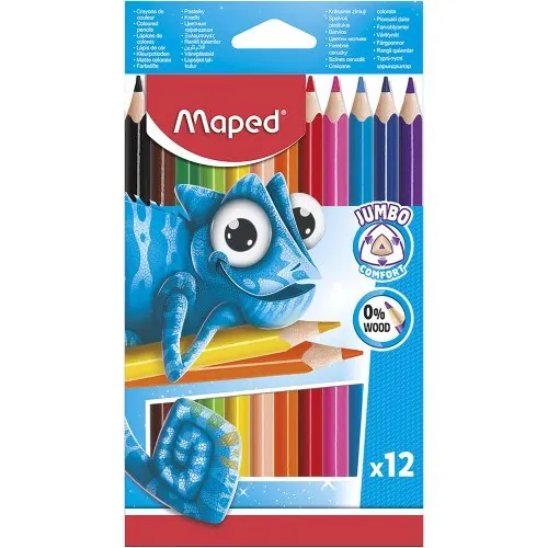 Crayon de couleur - Maped - Jumbo - Pulse sans bois (boîte de 12)