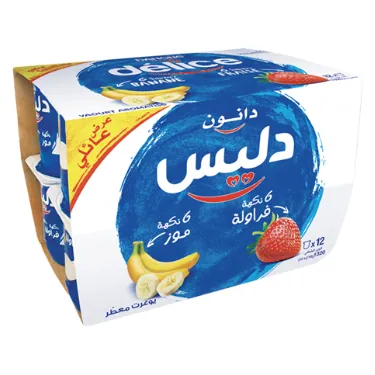Yaourt aromatisé Banane-Fraise DELICE DANONE 12 x 110 g