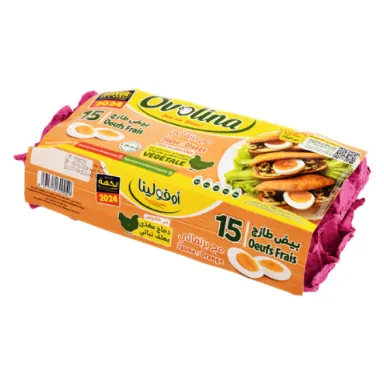 Œufs frais Jaune orange OVOLINA 15 Pièces