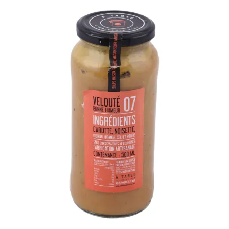 Velouté Bonne Humeur (Carotte, noisette, oignon, orange, sel et poivre) À TABLE 500 ml