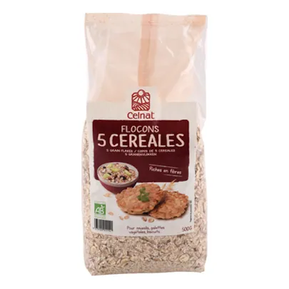 Céréales flocons 5 céréales CELNAT 500 g
