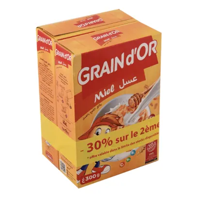 Céréales de blé miel GRAIN D'OR lot de 2 x 300 g