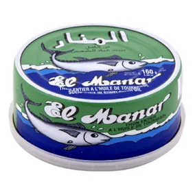 Thon entier à l'huile de tournesol EL MANAR 160 g