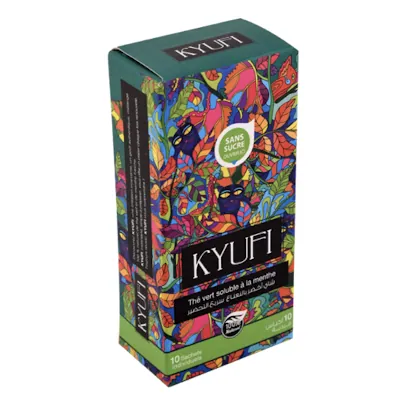 Thé vert soluble Menthe- sans sucre KYUFI 10 x 0,9 g