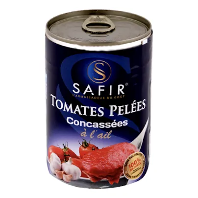 Sauce tomate pelée concassées A'l'ail SAFIR 400 g