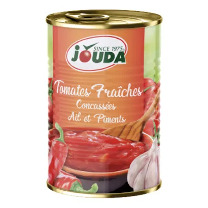 Tomate fraîche concassée À l'ail et piment JOUDA 400 g