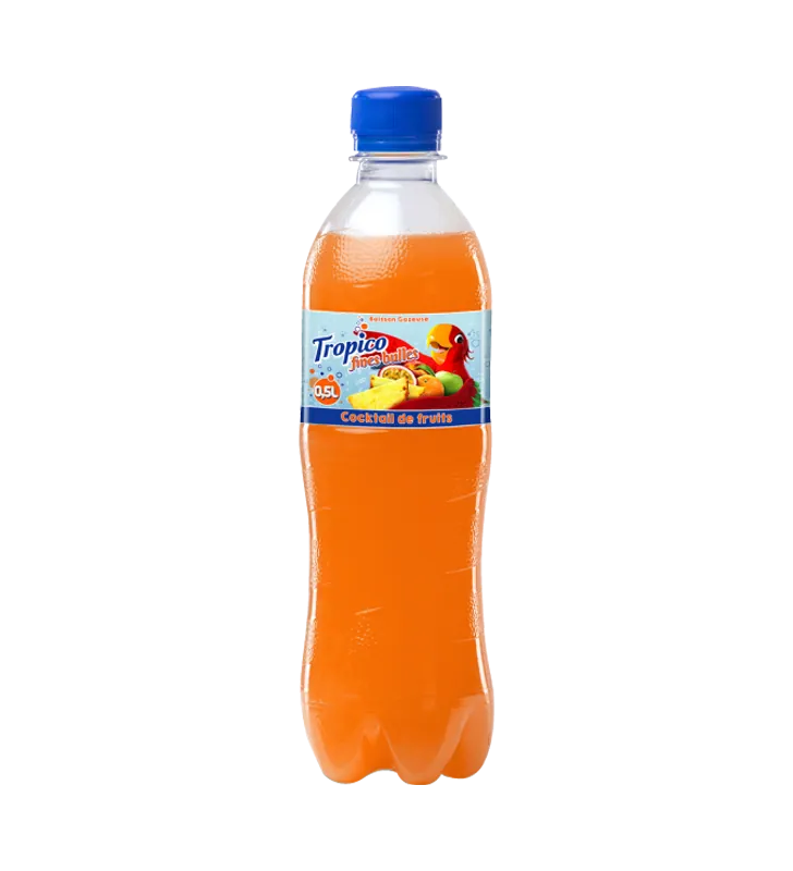 Fines bulles boisson gazeuse cocktail de fruits TROPICO 0,5 L