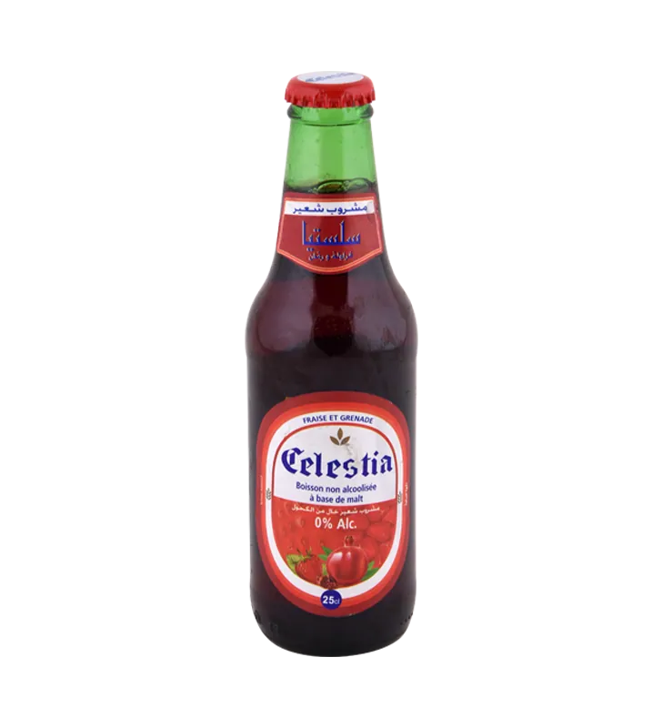 Boisson non alcoolisée à base de malt Fraise et Grenade CELESTIA 25 cL