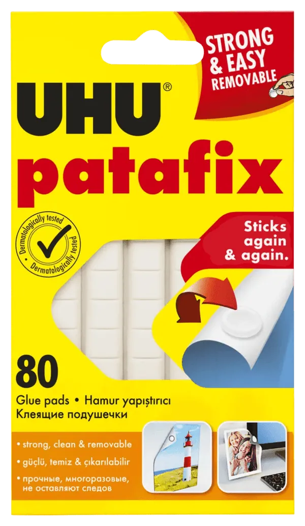 UHU Patafix - Pastilles Adhésives Repositionnables 80 Pièces