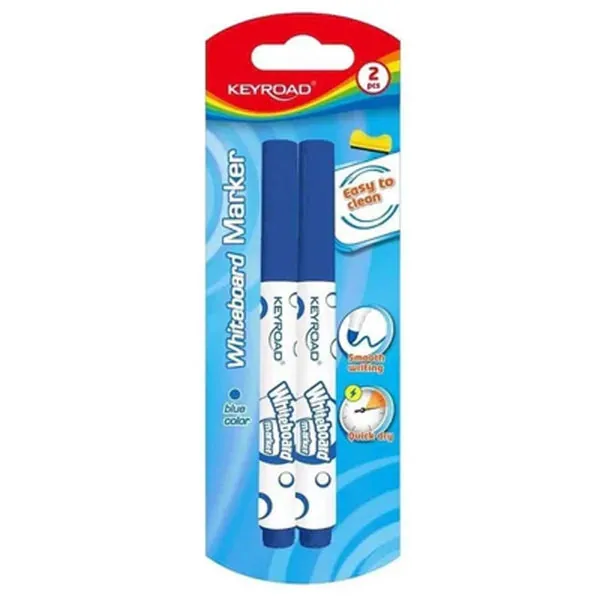 2 Stylo Keyroad Whiteboard Marker Bleu – Effaçage Facile